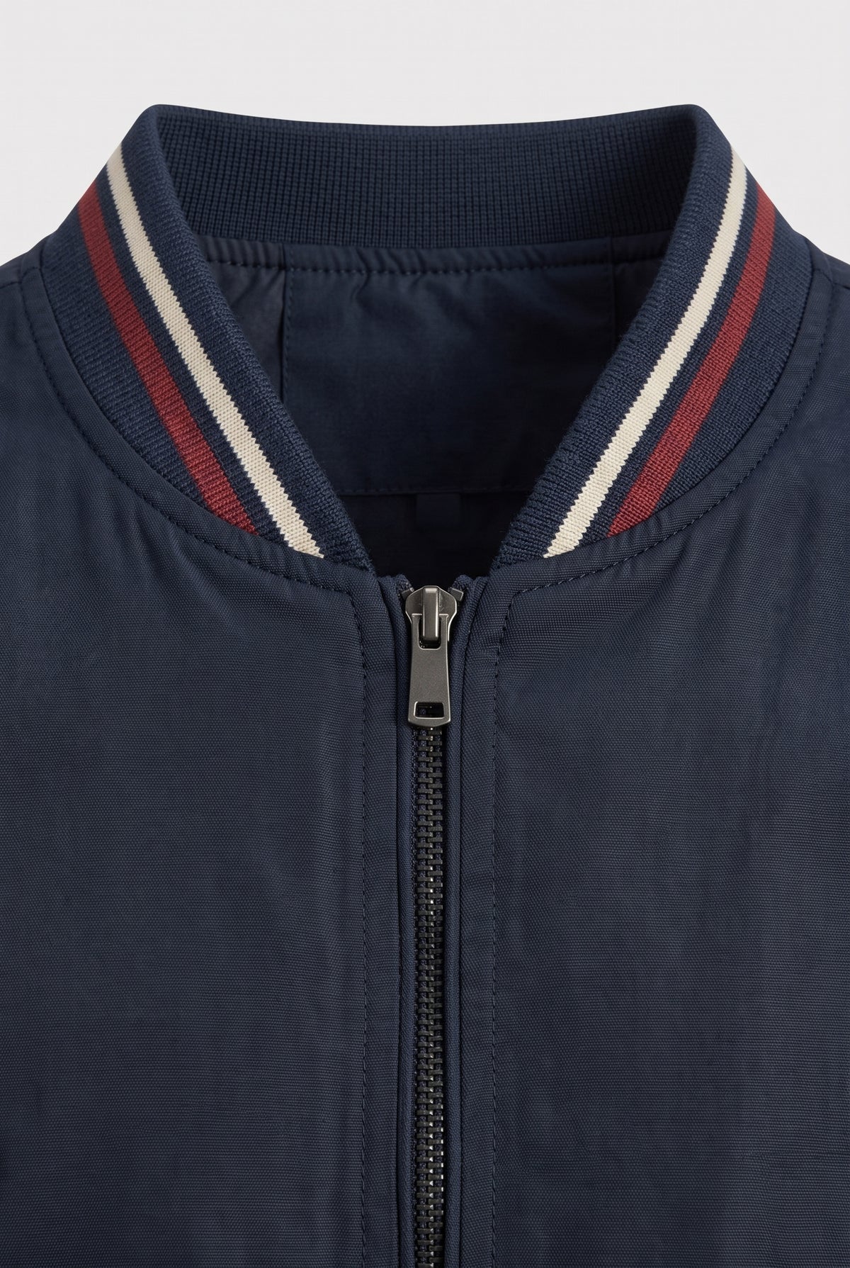 Men's Bomber Jacket | Tipped Rib Trim Zip-Up - Navy detail