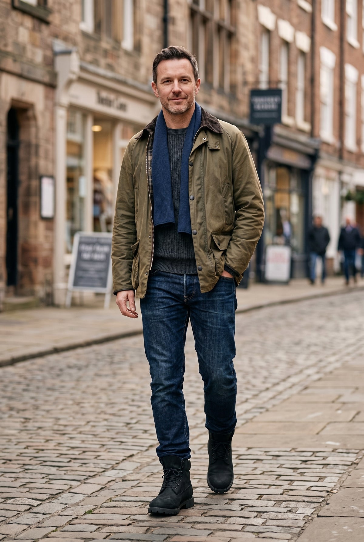 Men's Boots | Nubuck-Look Padded Collar with Lug Sole - Black lifestyle