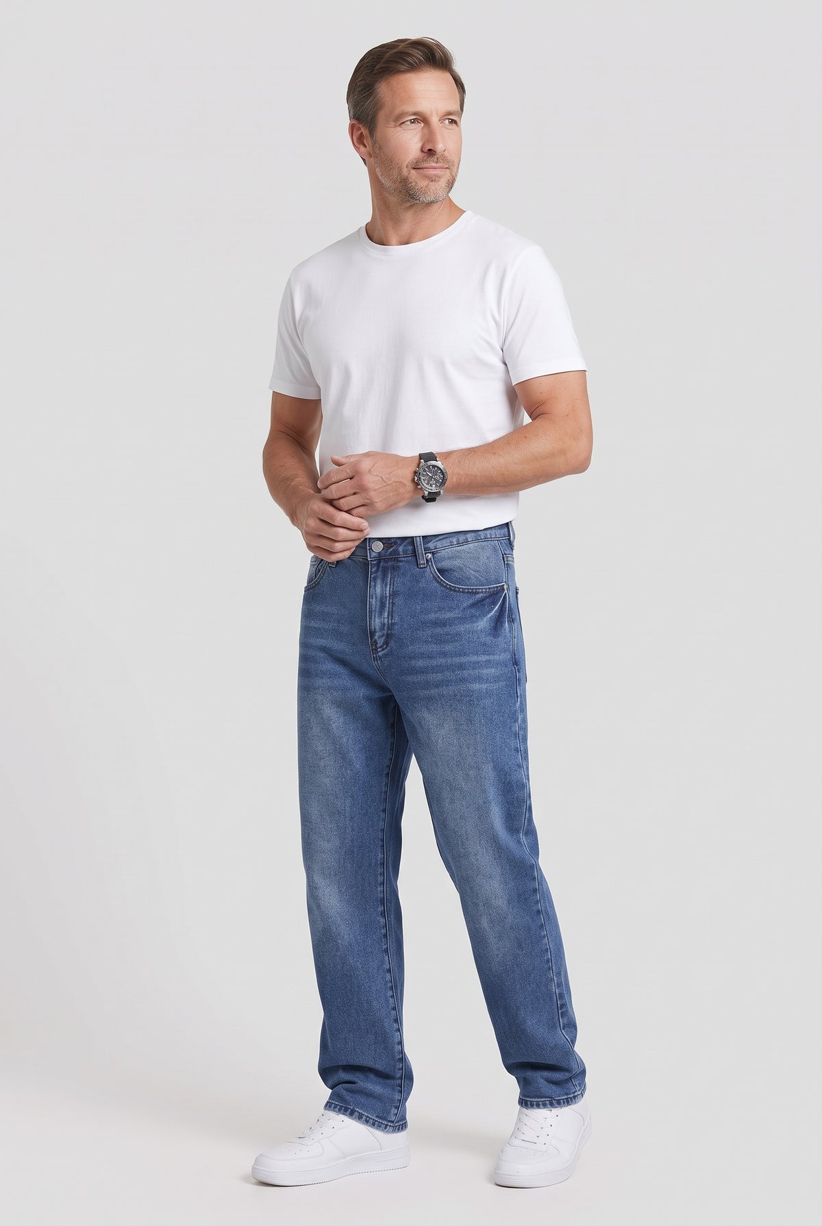 Men's Jeans | Baggy Fit with Washed Finish - Dark Blue