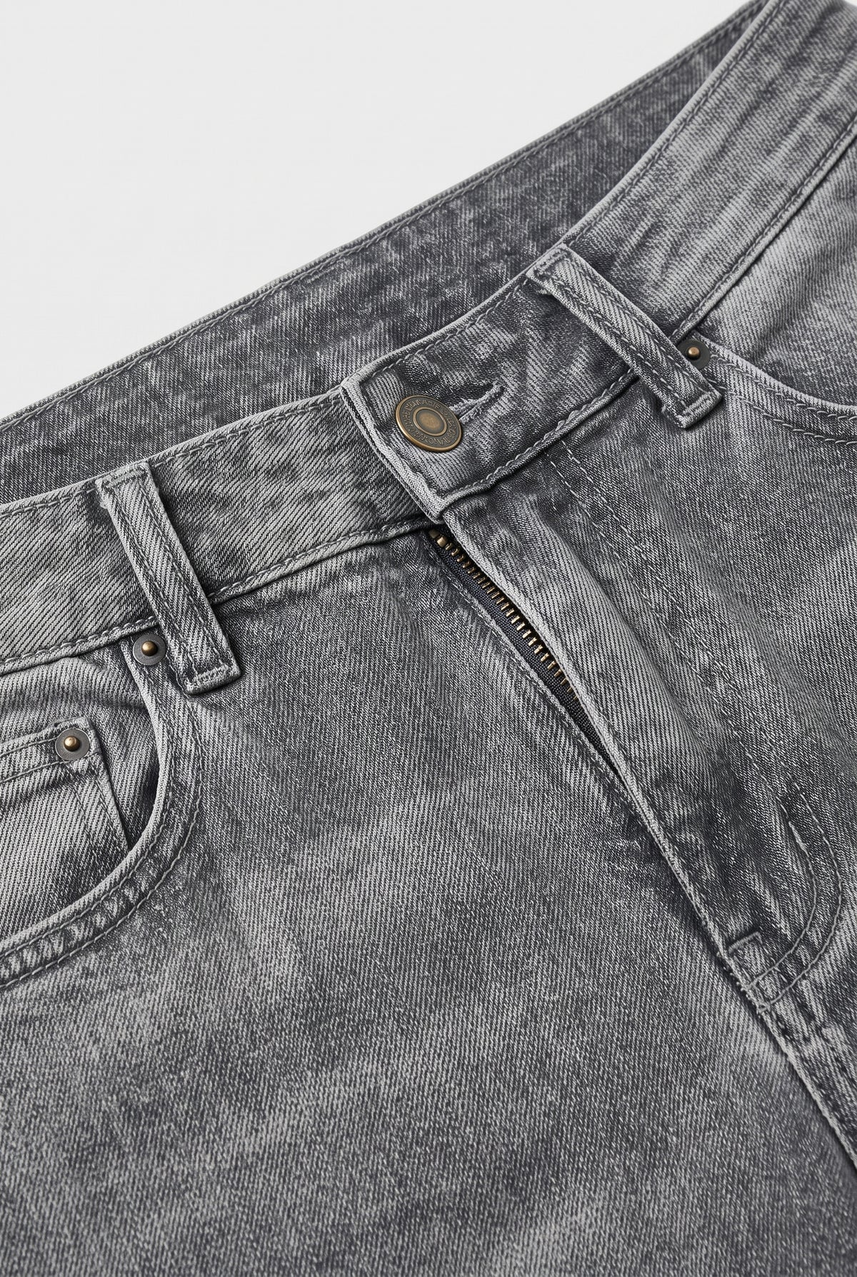 Men's Jeans | Baggy Fit with Washed Finish - Grey detail
