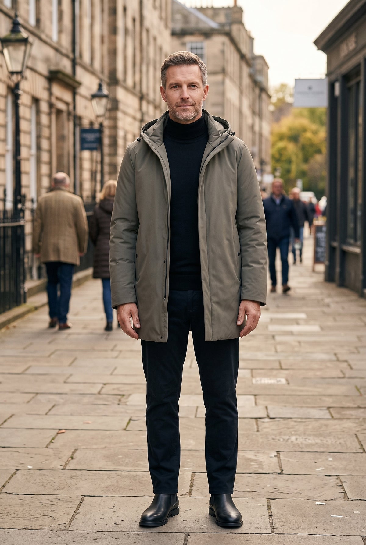 Men's Winter Jacket | Hooded Parka with Quilted Lining - Olive lifestyle