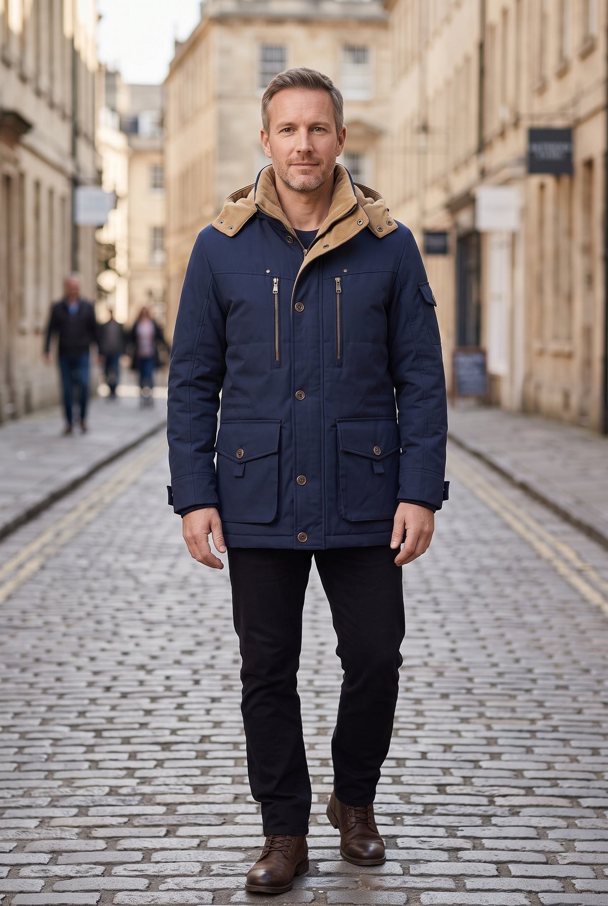 Men's Winter Jacket | Utility Parka with Fleece-Lined Hood - Navy lifestyle