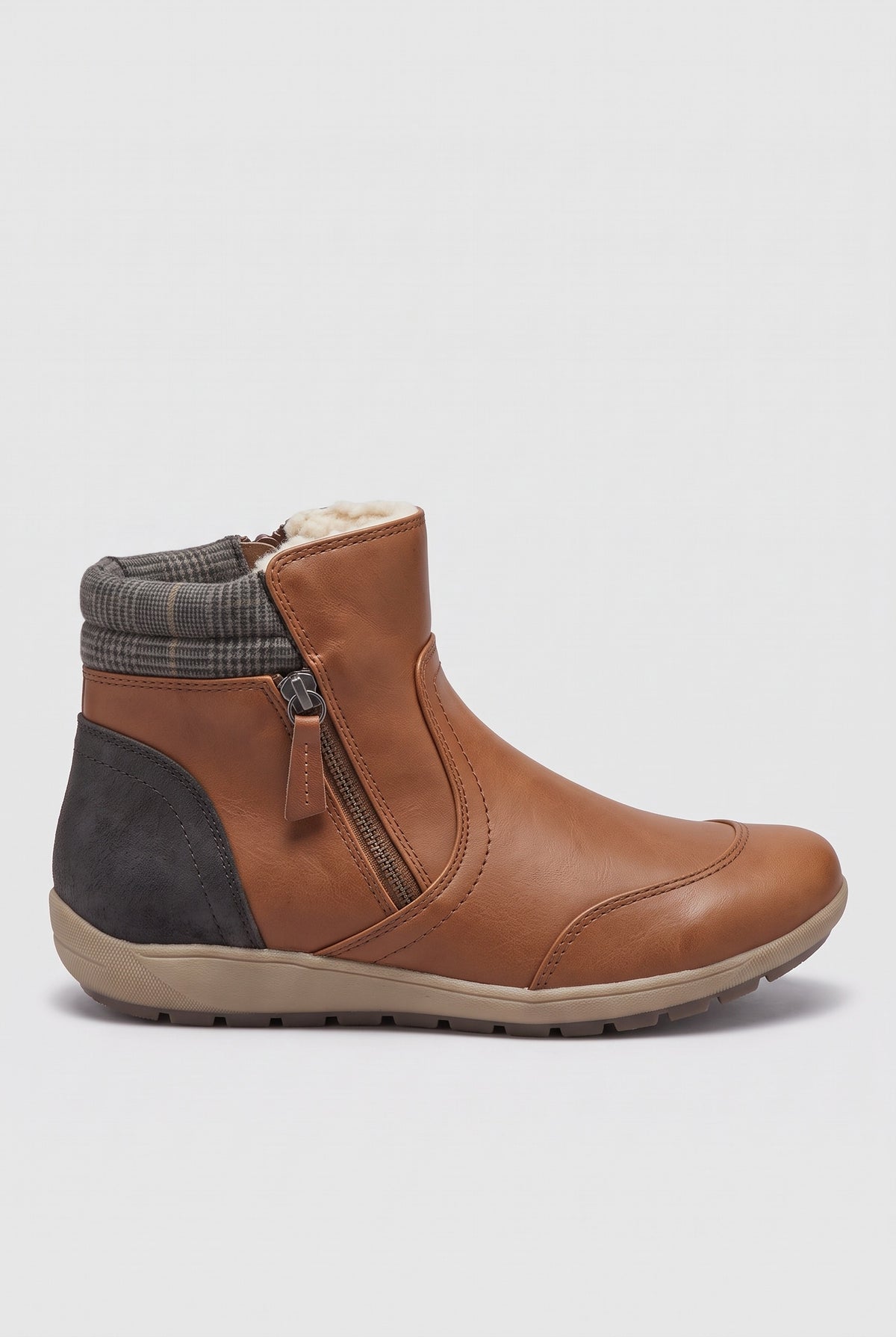 Women's Ankle Boots | Side Zip with Padded Collar - Brown