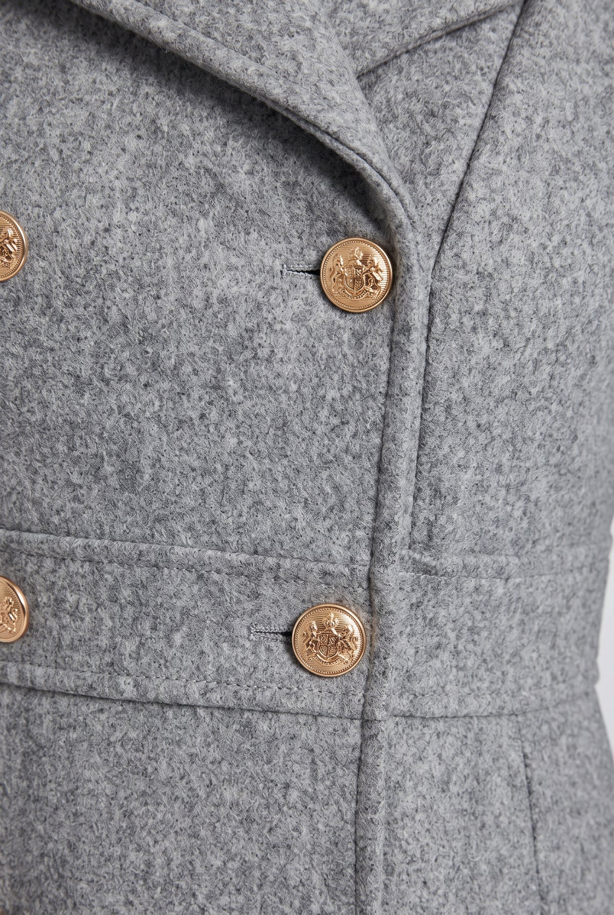Women's Coat | Double-Breasted Pleated Flare - Grey detail