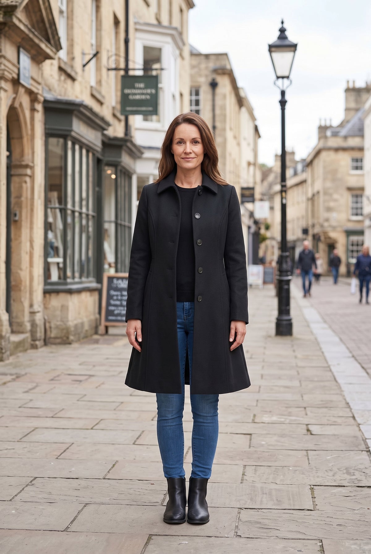 Women's Coat | Single-Breasted Fit and Flare - Black lifestyle
