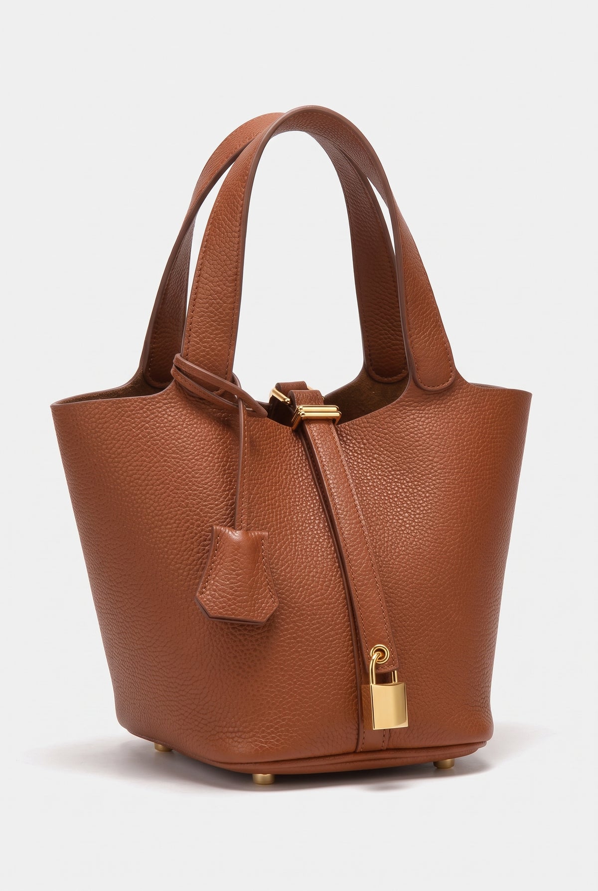 Women's Handbag | Bucket Style with Padlock Charm - Tan