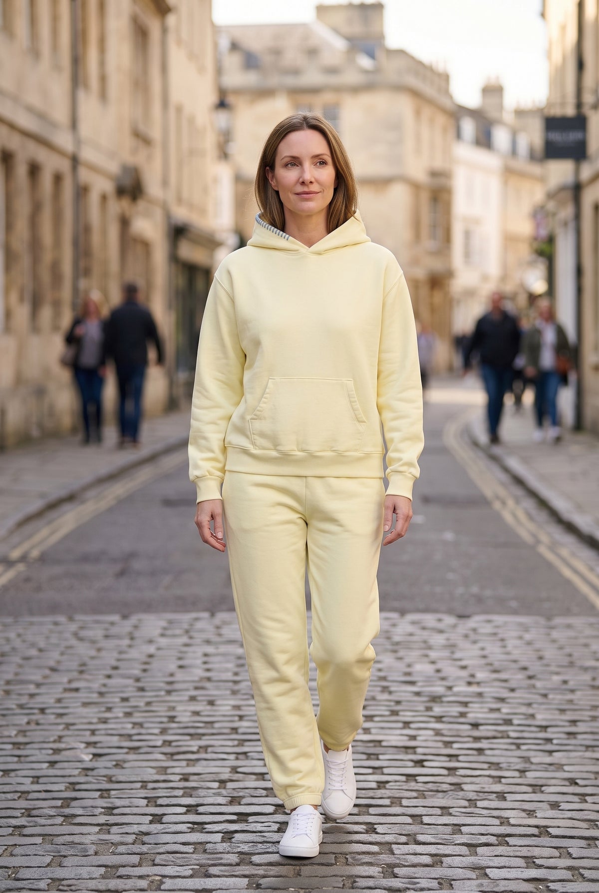 Women's Hoodie | Oversized with Contrast Hood Stitching - Lemon lifestyle