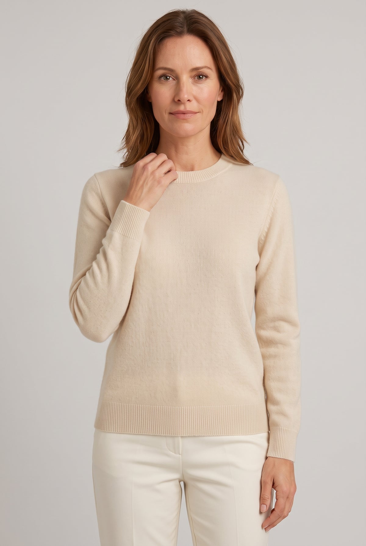Women's Jumper | Crew Neck Dropped Shoulder - Cream