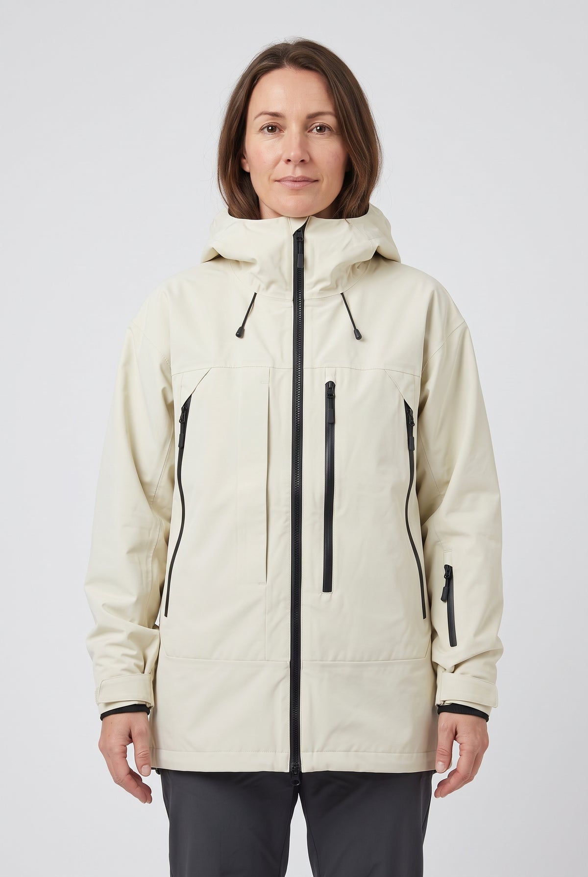 Women's Ski Jacket | Oversized Hooded with Zip Pockets - Cream