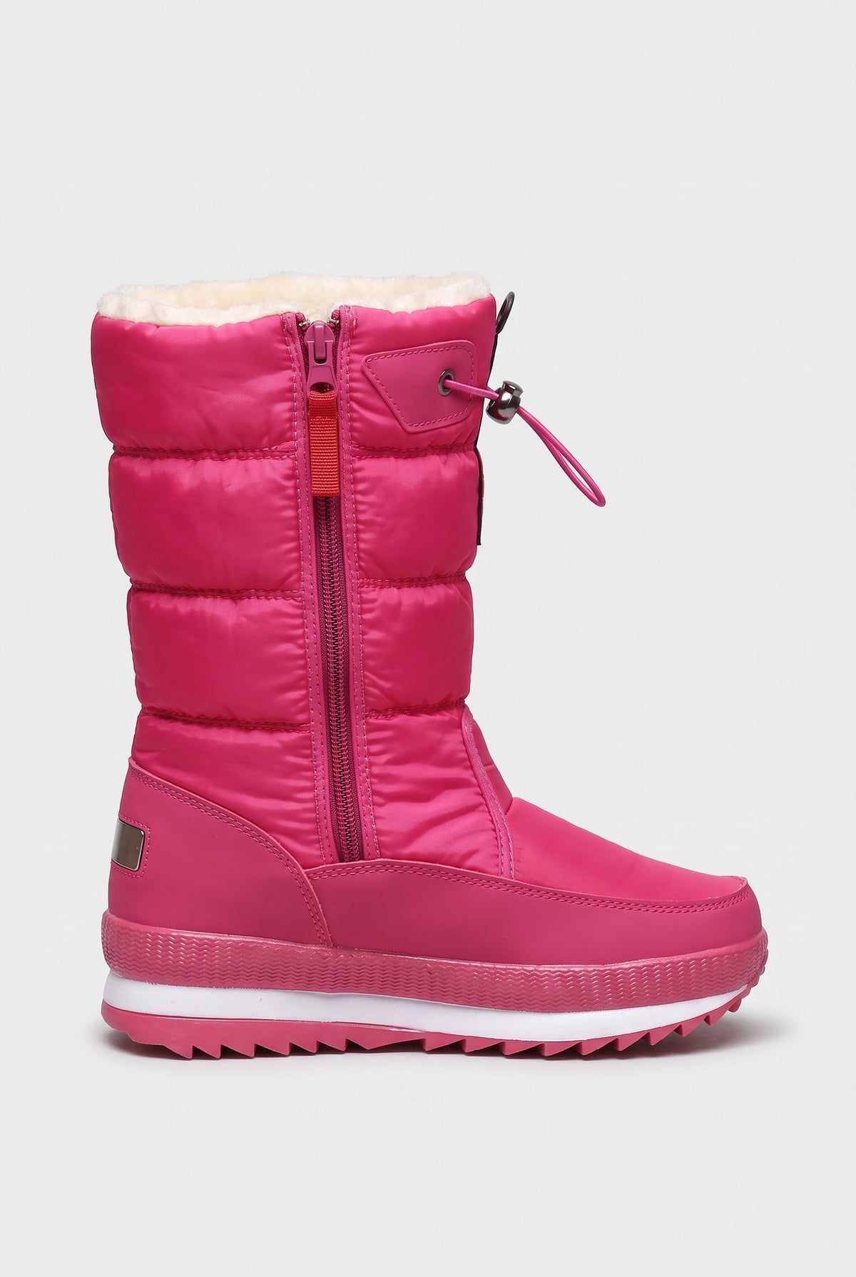Women's Snow Boots | Mid-Calf Padded with Drawstring Top - Pink