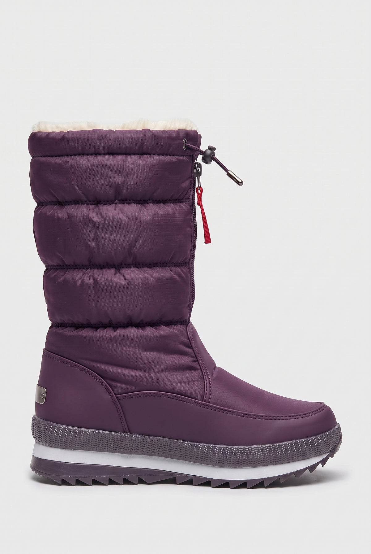 Women's Snow Boots | Mid-Calf Padded with Drawstring Top - Purple