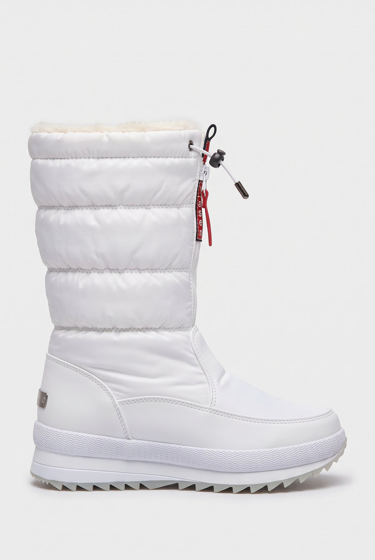 Women's Snow Boots | Mid-Calf Padded with Drawstring Top - White
