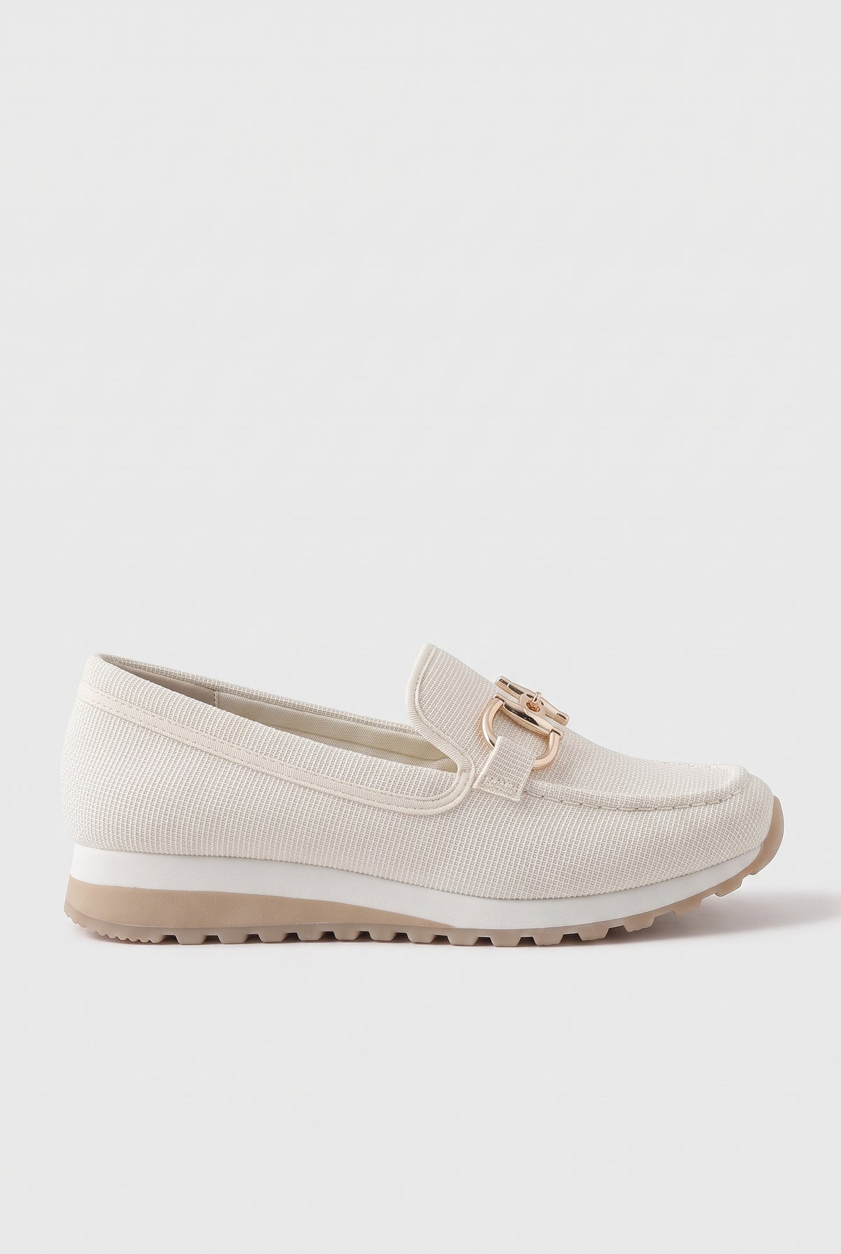 Women's Trainers | Loafer Style with Buckle Detail - White