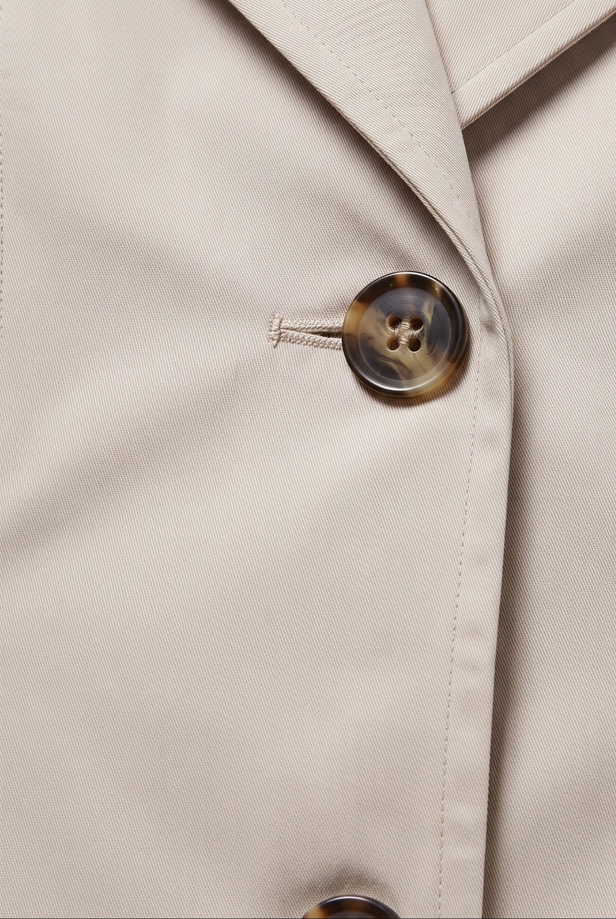 Women's Trench Coat | Single-Breasted with Puff Shoulders - Khaki detail