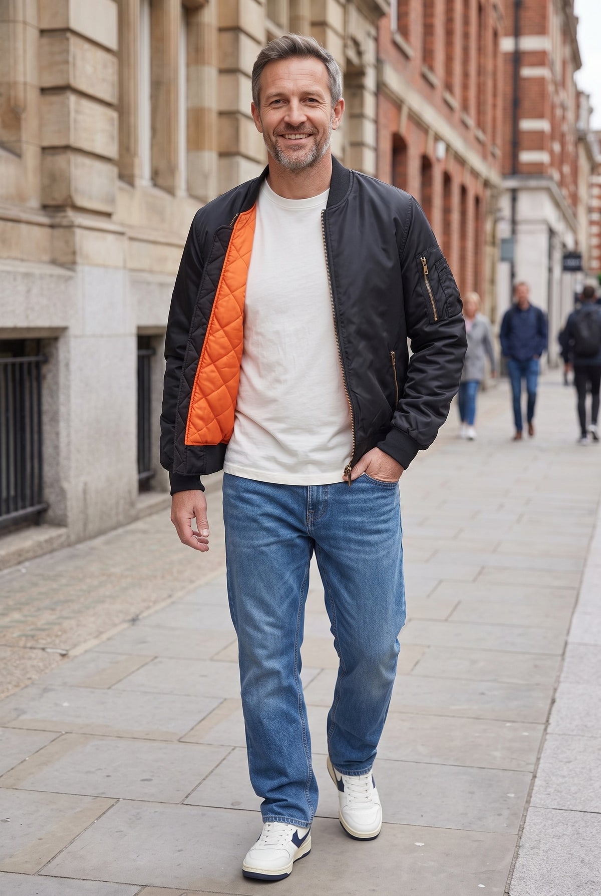 Men's Bomber Jacket | Flight Style with Contrast Lining - Black lifestyle