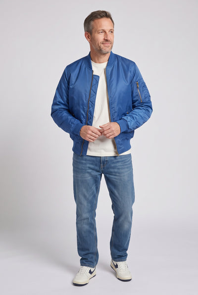 Men's Bomber Jacket | Flight Style with Contrast Lining - Royal Blue