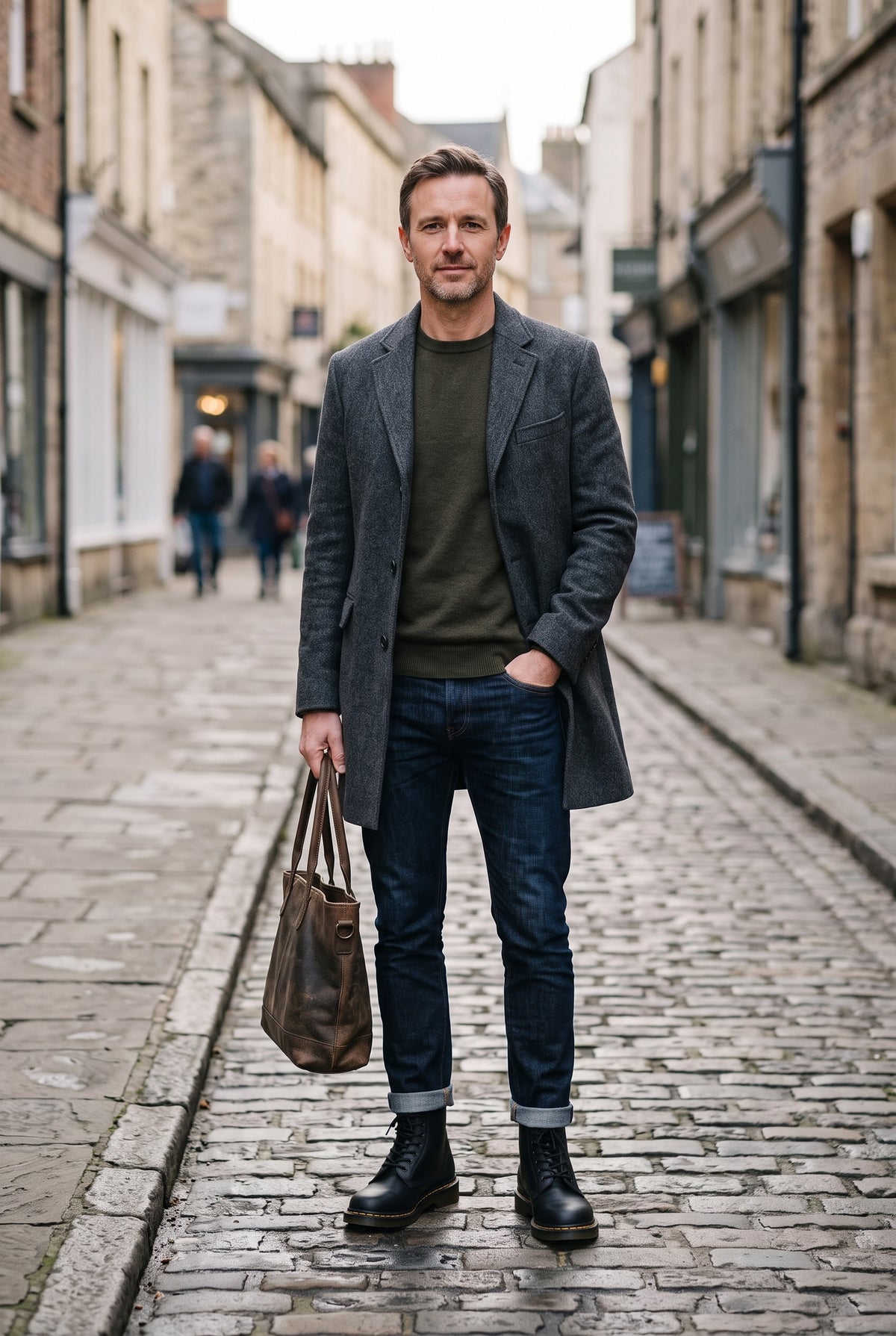 Men's Boots | Ankle Height Lace-Up with Chunky Sole - Black lifestyle