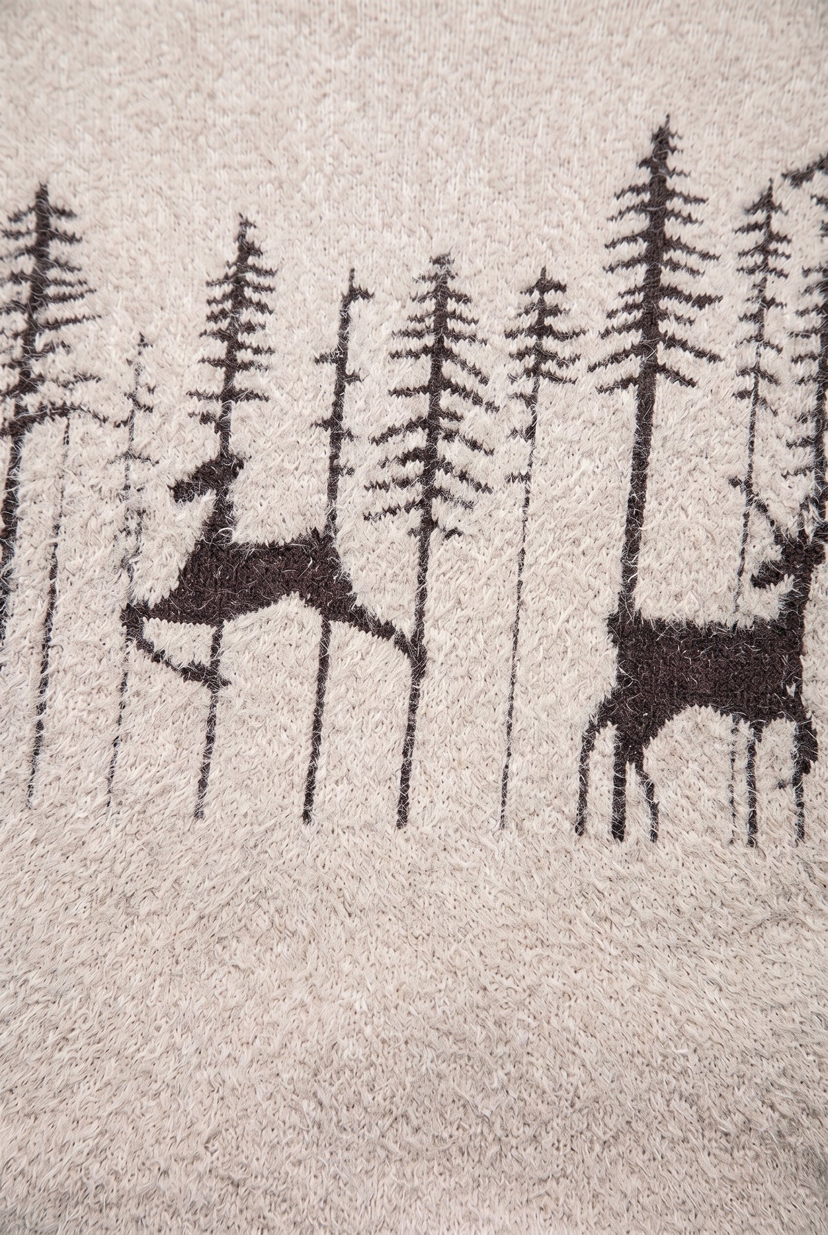 Men's Christmas Jumper | Reindeer and Forest Knit - Beige detail