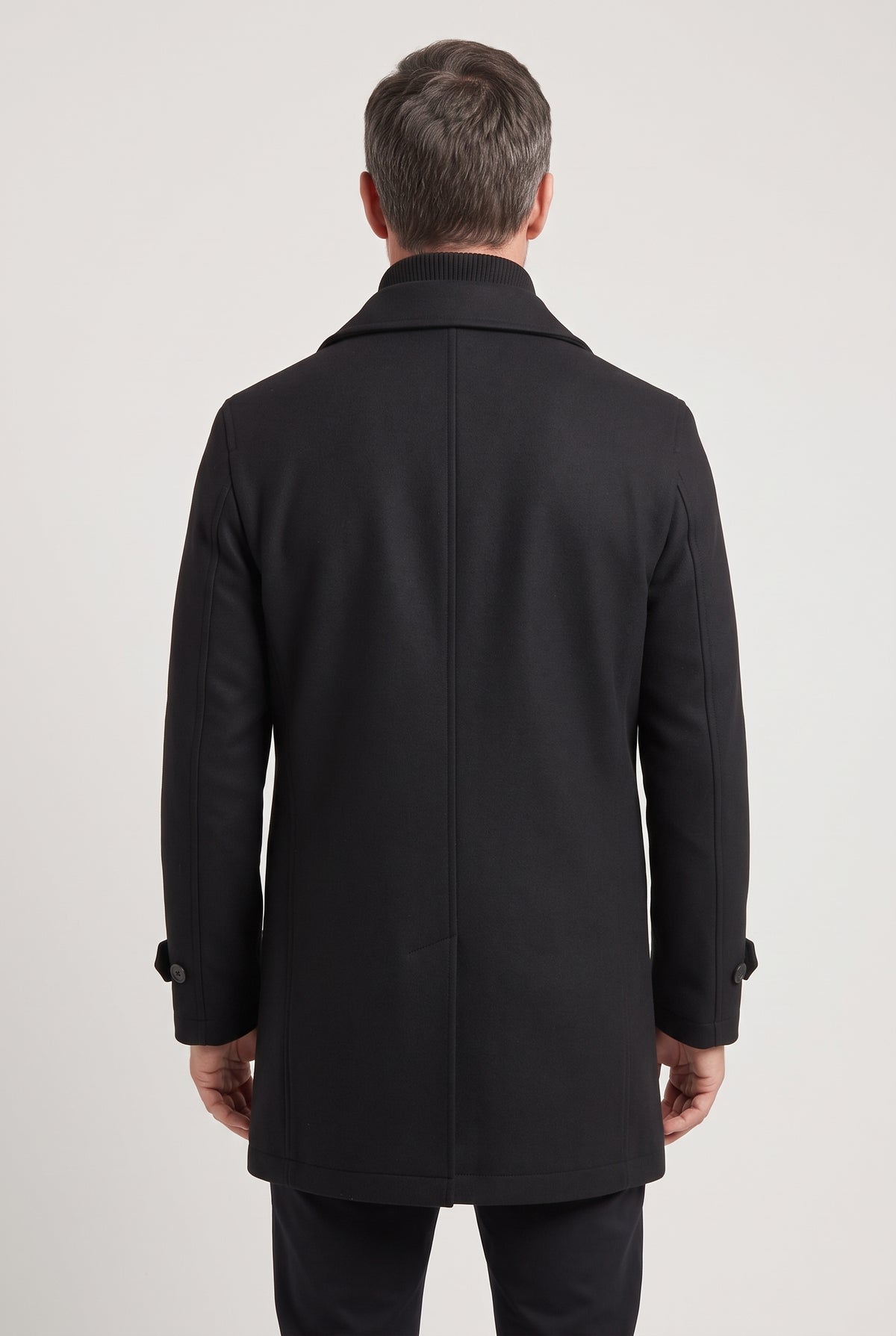 Men's Coat | Double Collar with Button Cuff Tabs - Black back