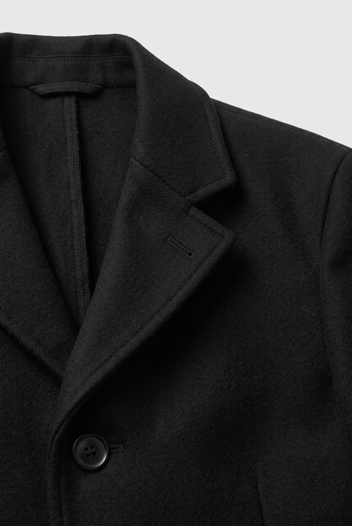 Men's Coat | Longline Single-Breasted Notch Lapel - Black detail
