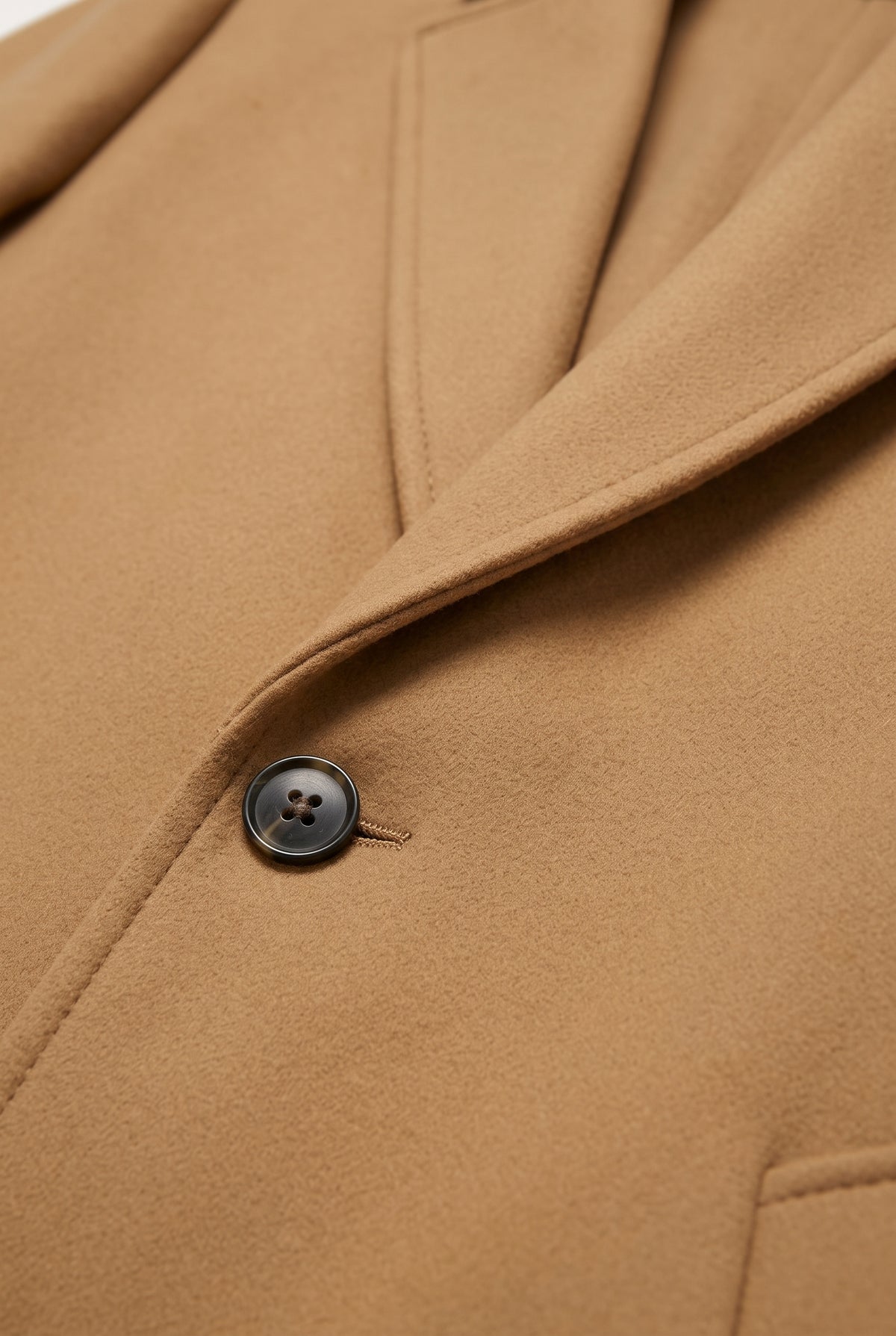 Men's Coat | Single-Breasted Long Overcoat - Camel detail