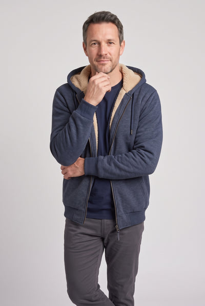 Men's Hoodie | Borg-Lined Zip-Up - Navy
