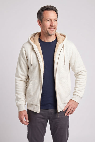 Men's Hoodie | Borg-Lined Zip-Up - White