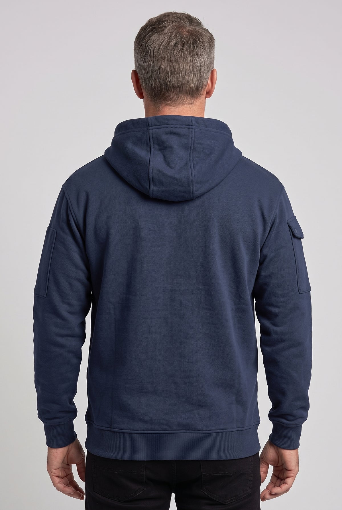 Men's Hoodie | Half Zip with Utility Pockets - Navy back