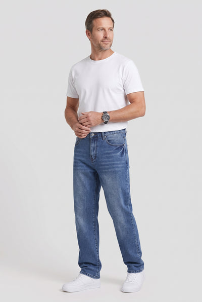 Men's Jeans | Baggy Fit with Washed Finish - Dark Blue