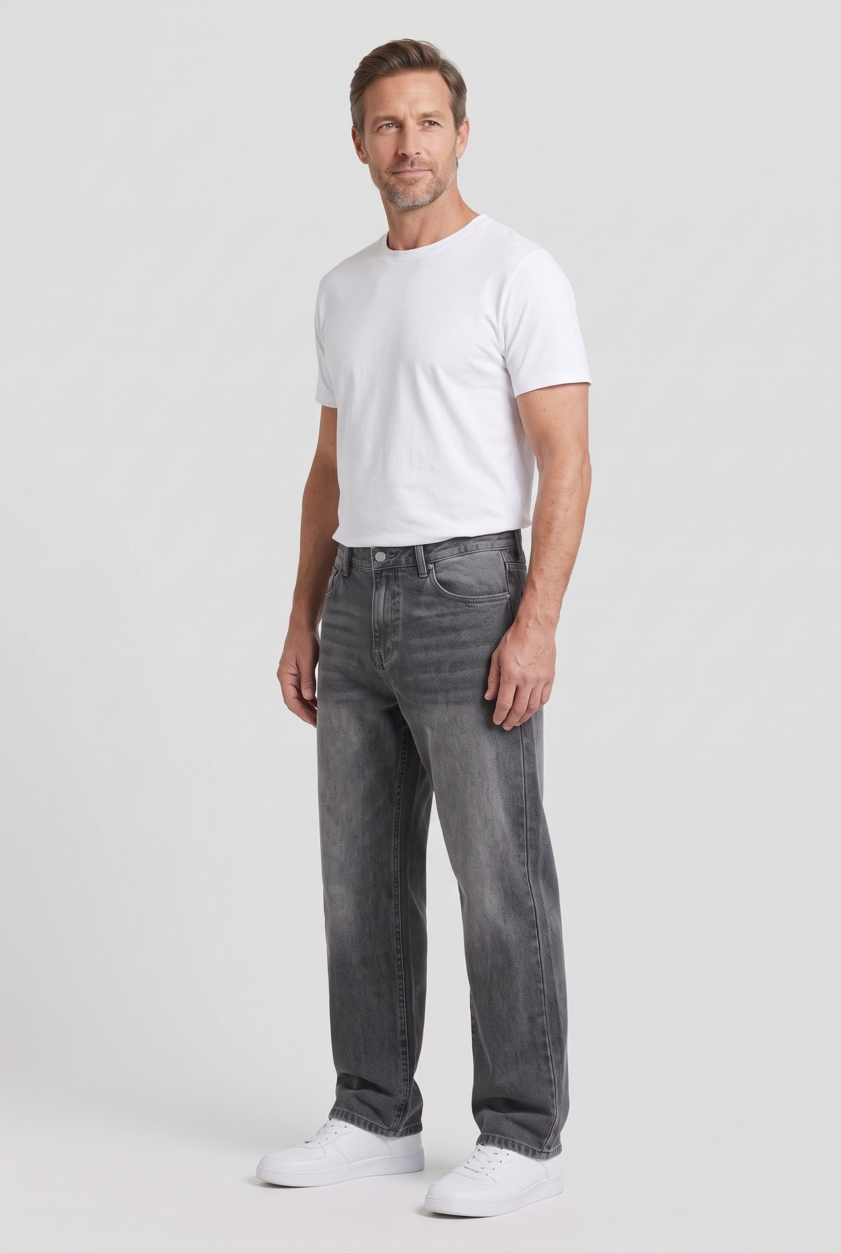 Men's Jeans | Baggy Fit with Washed Finish - Dark Grey