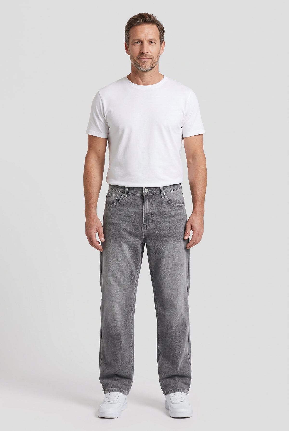 Men's Jeans | Baggy Fit with Washed Finish - Grey