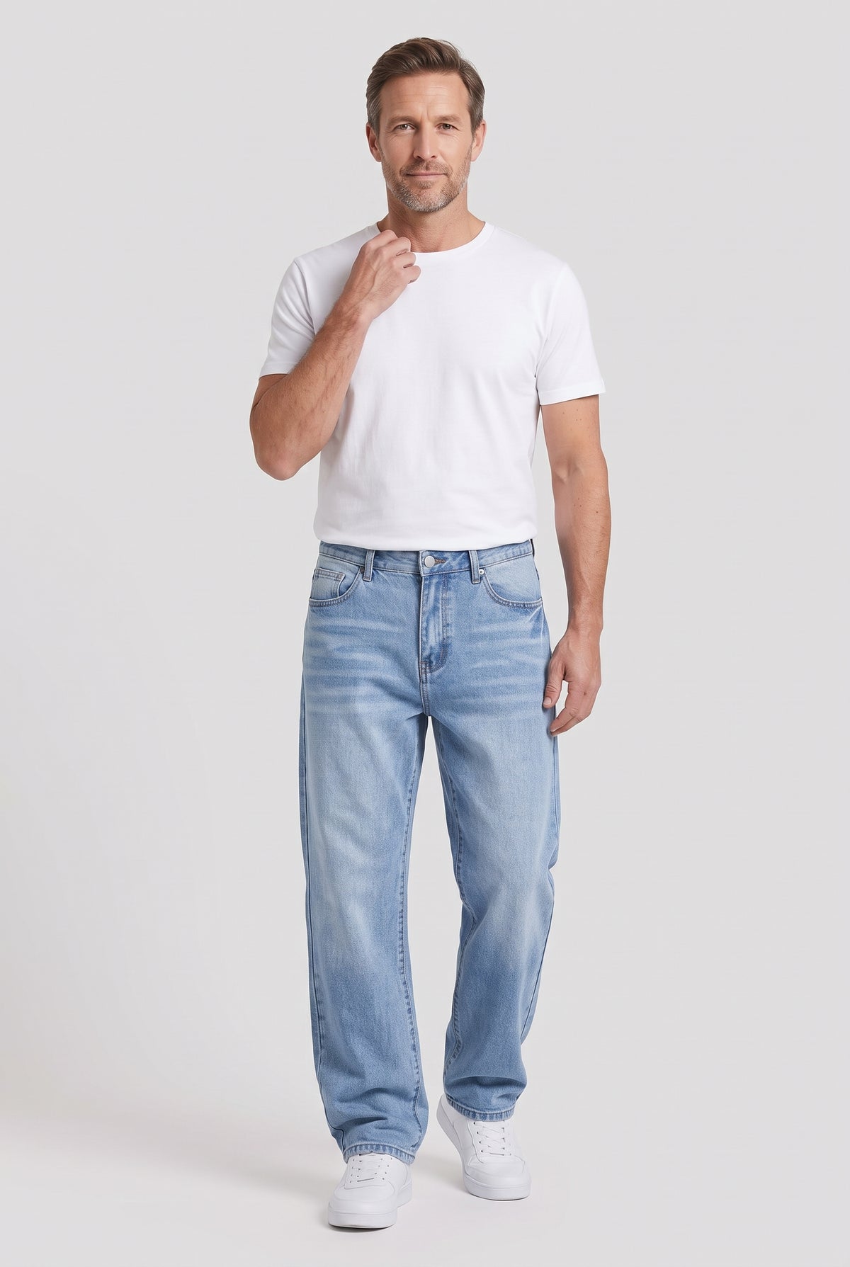 Men's Jeans | Baggy Fit with Washed Finish - Light Blue