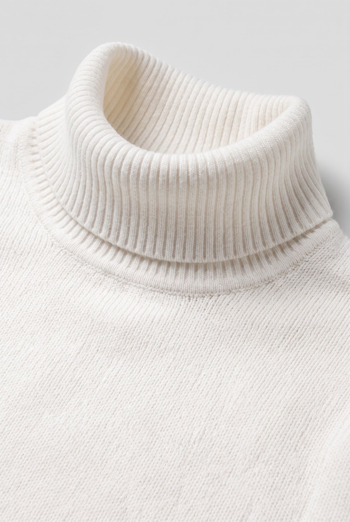Men's Knitted Jumper | Roll Neck Fine Knit - White detail