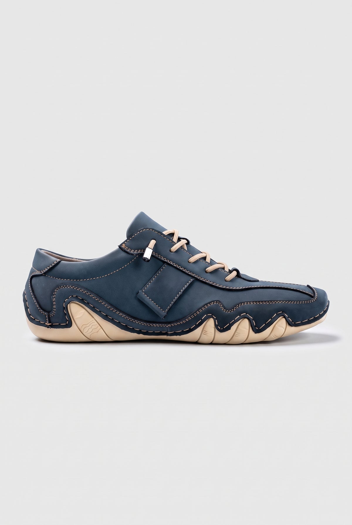 Men's Trainers | Leather-Look with Wavy Grip Sole - Blue