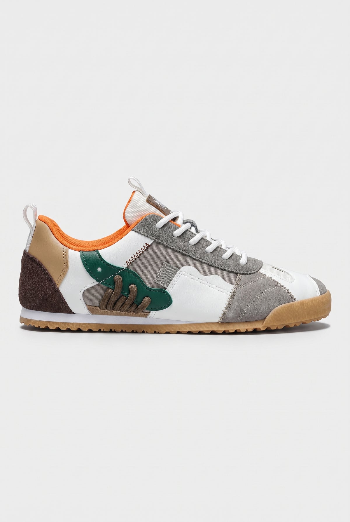 Men's Trainers | Retro Colour Block with Gum Sole - Grey/Green