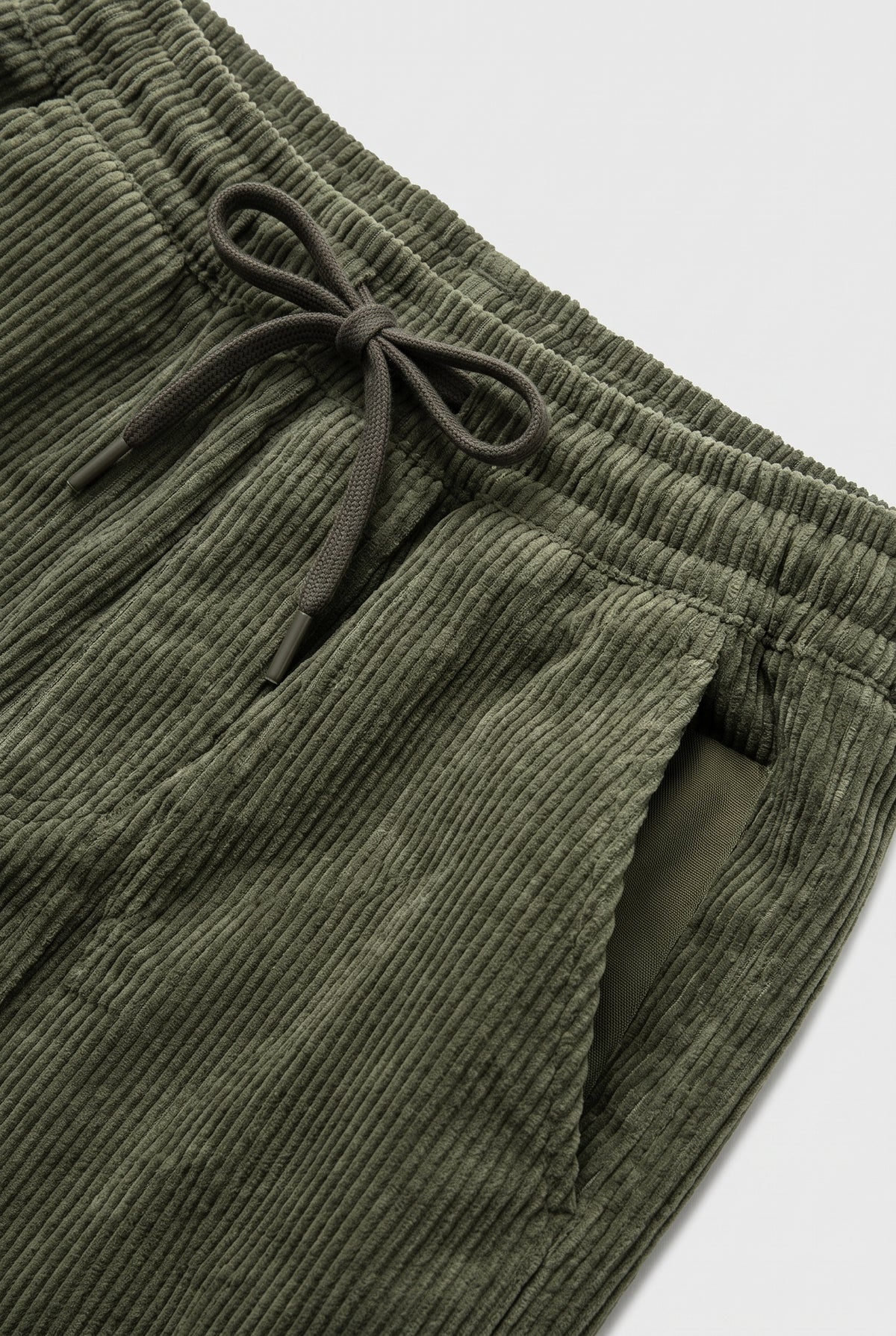 Men's Trousers | Wide Leg Corduroy with Drawstring - Olive detail
