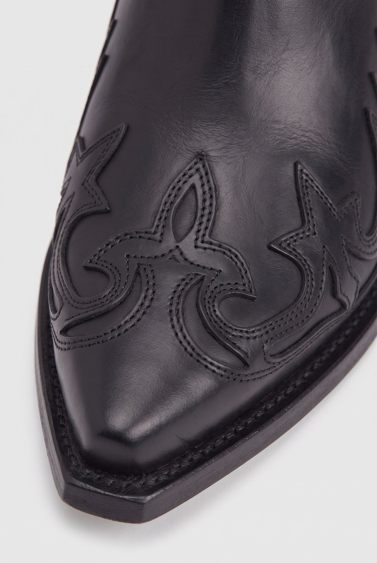 Women's Ankle Boots | Cowboy Style with Flame Overlay - Black detail