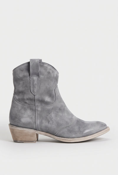 Women's Ankle Boots | Suede-Look Western with Pull Tabs - Grey