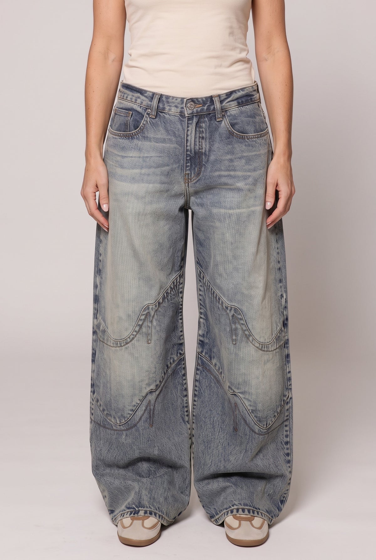 Women's Baggy Jeans | Low Waist Washed Wide Leg - Light Blue lower