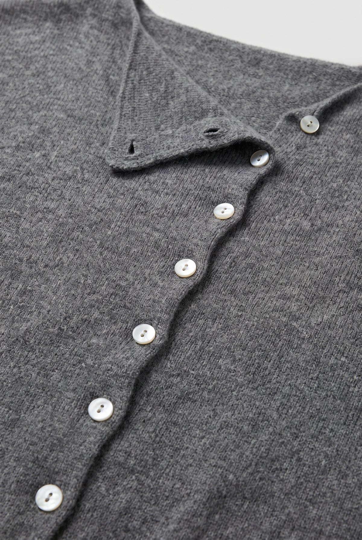 Women's Cardigan | Asymmetric Button Fine Knit - Charcoal detail