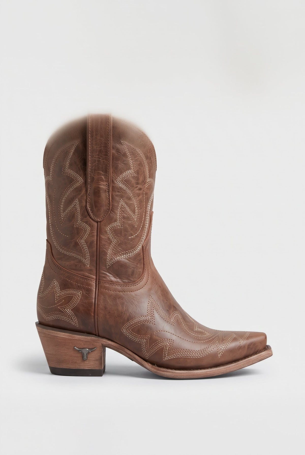 Women's Cowboy Boots | Embroidered Pointed Toe - Brown