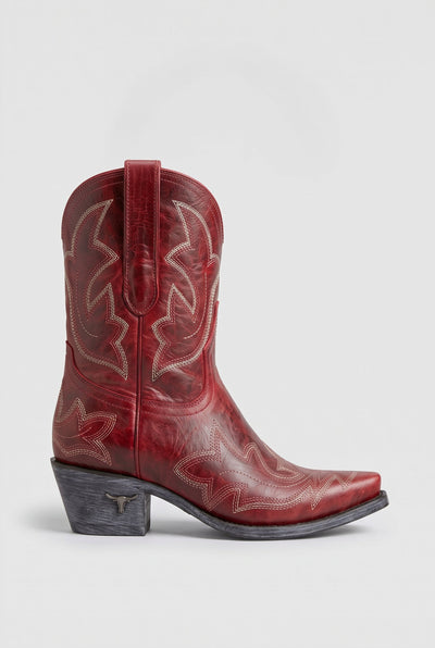 Women's Cowboy Boots | Embroidered Pointed Toe - Red