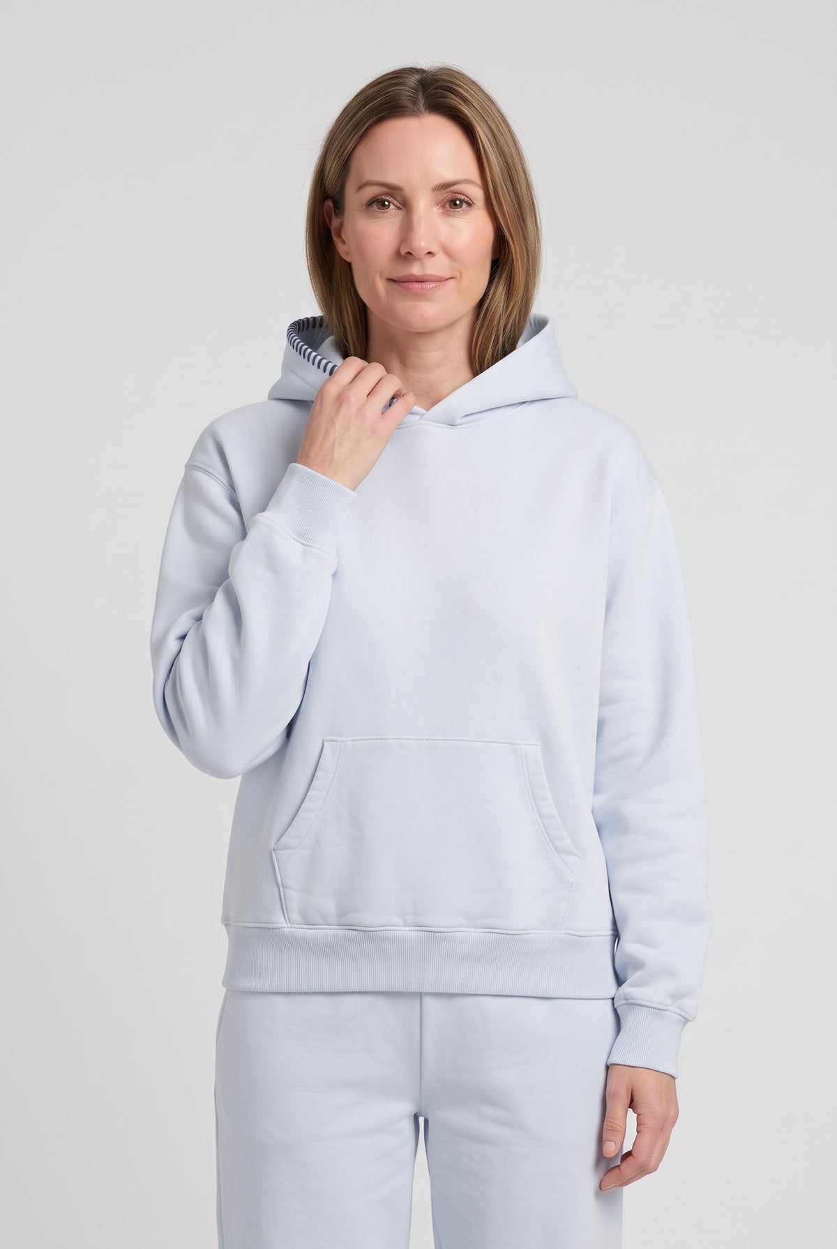 Women's Hoodie | Oversized with Contrast Hood Stitching - Light Blue