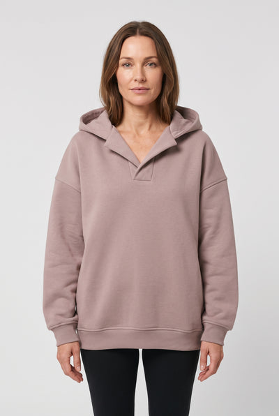 Women's Hoodie | Oversized with V-Neck Hood - Mauve