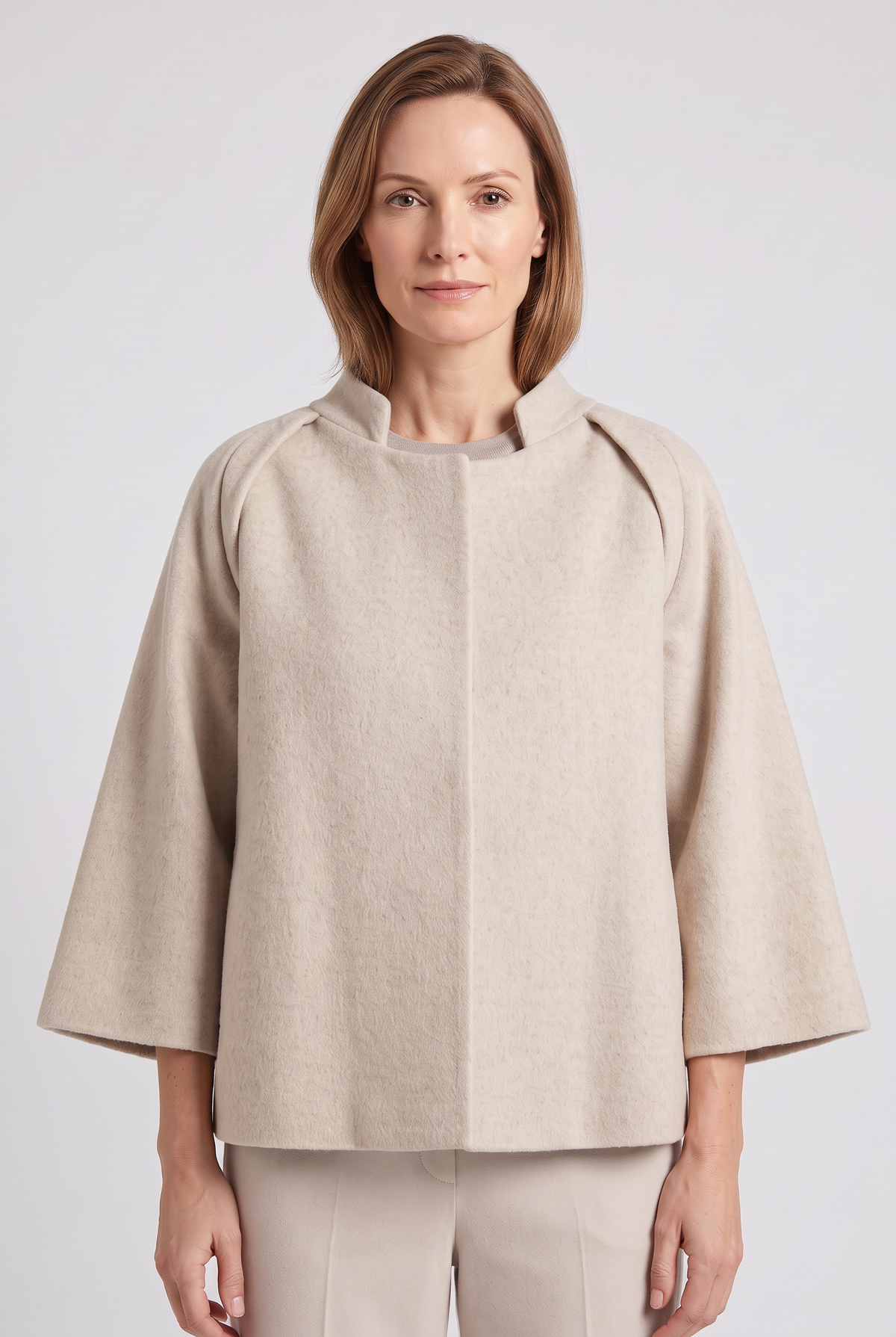 Women's Jacket | Cropped Swing with Stand Collar - Taupe