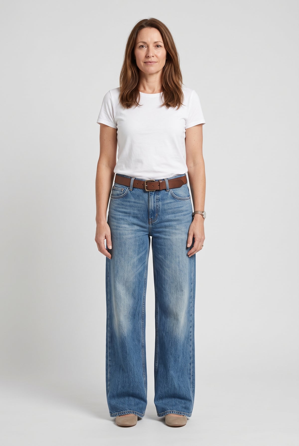 Women's Jeans | Wide Leg Faded Wash Full Length - Light Blue