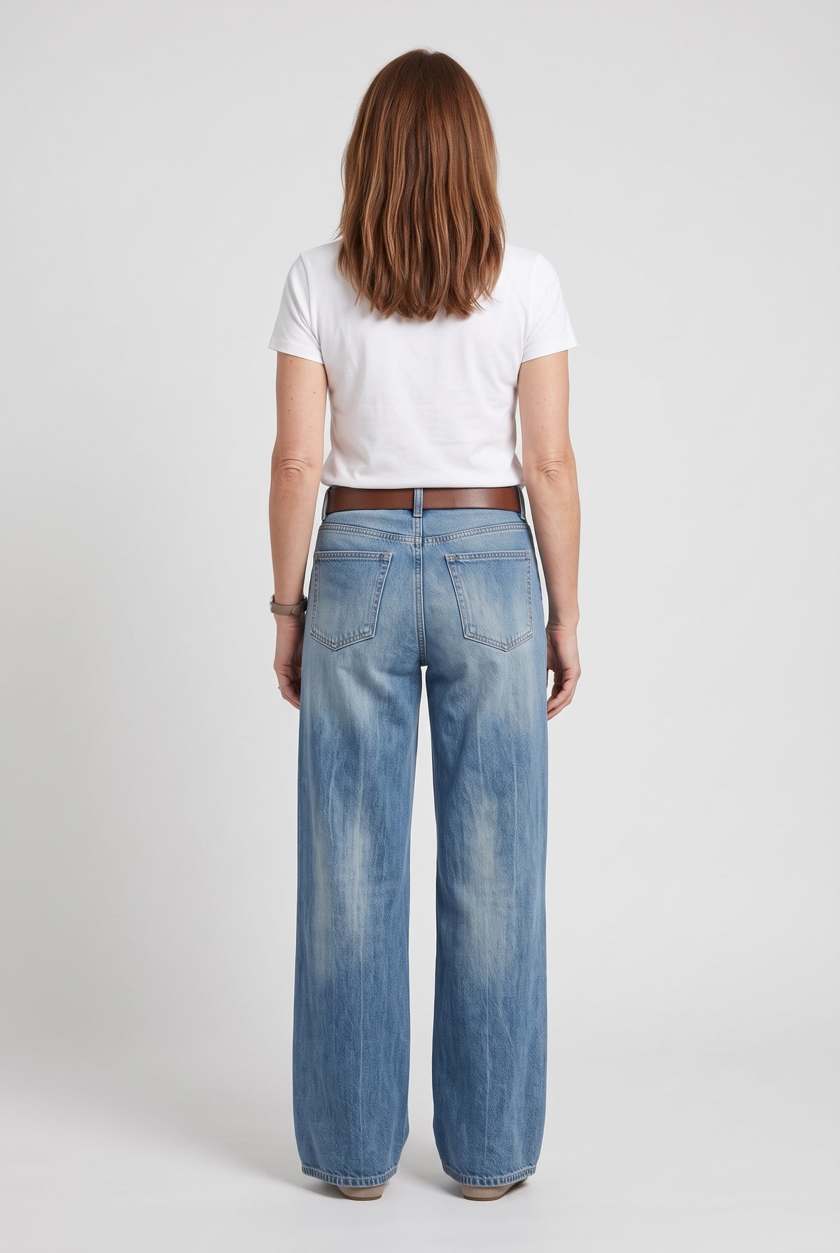 Women's Jeans | Wide Leg Faded Wash Full Length - Light Blue back