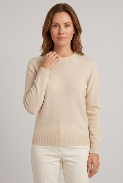 Women's Jumper | Crew Neck Dropped Shoulder - Cream
