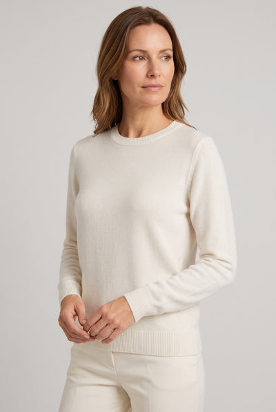 Women's Jumper | Crew Neck Dropped Shoulder - Ivory