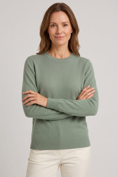 Women's Jumper | Crew Neck Dropped Shoulder - Sage Green
